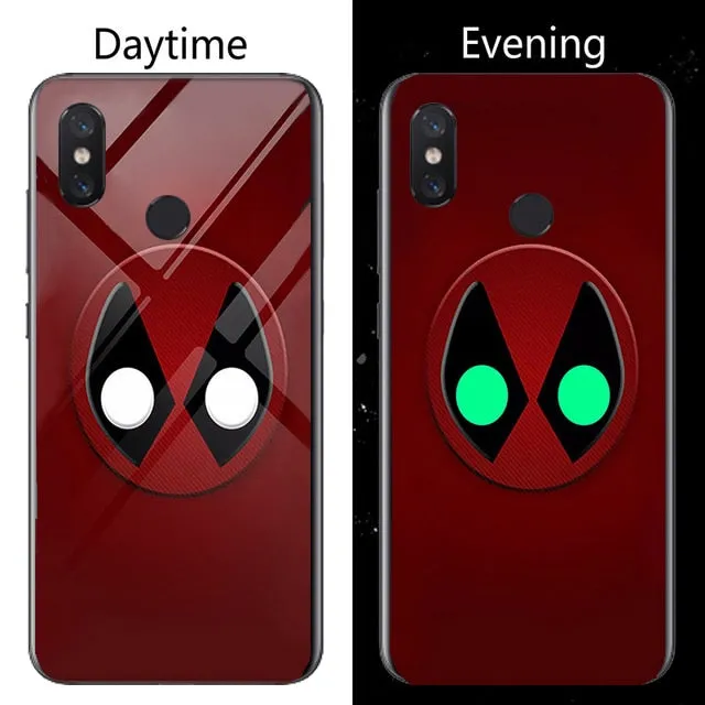 Marvel Venom Iron Man Luminous Glass Phone Case For Xiaomi Mi 8 9 SE Lite Redmi Note 4X 5 6 7 Pro Plus Black Panther Cover Coque