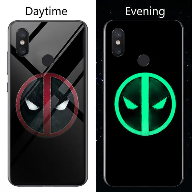 Marvel Venom Iron Man Luminous Glass Phone Case For Xiaomi Mi 8 9 SE Lite Redmi Note 4X 5 6 7 Pro Plus Black Panther Cover Coque