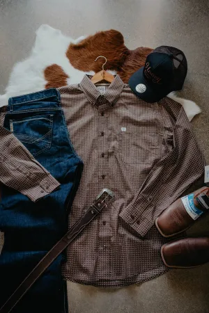 'Mason' CINCH Men's Classic Fit Long Sleeve Brown Geometric Button Down (S-XXL)