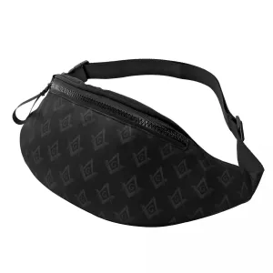 Master Mason Blue Lodge Sling Bag - Black Polyester Square & Compass G Pattern