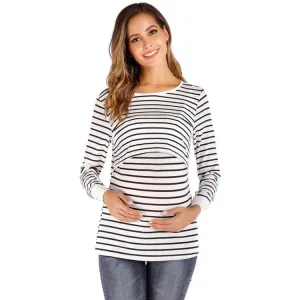 Maternity Stripes Casual Long Sleeve Nursing Top