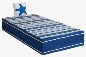 Mattress with Fitted Cover, Blue Stripe | Single | 1 Starry Cushions