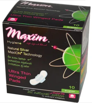 MAXIM - Maxion Natural Ultra Thin Winged Pad Super - 10 Pads