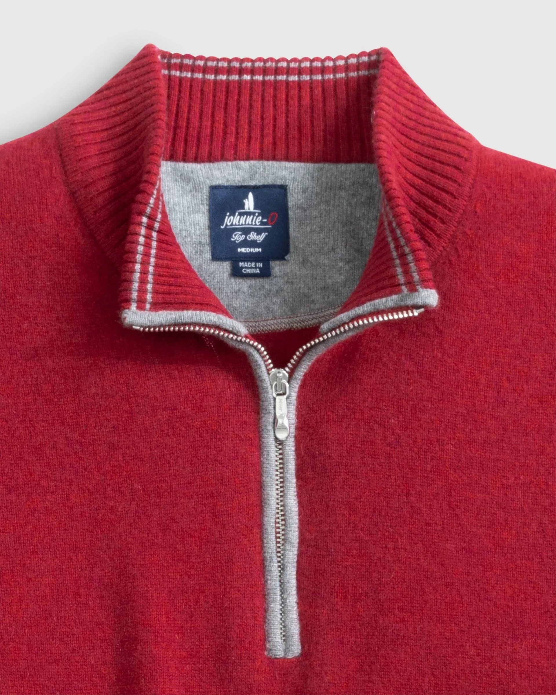 Mayfair Cashmere Quarter Zip Sweater in Persian Red by Johnnie-O