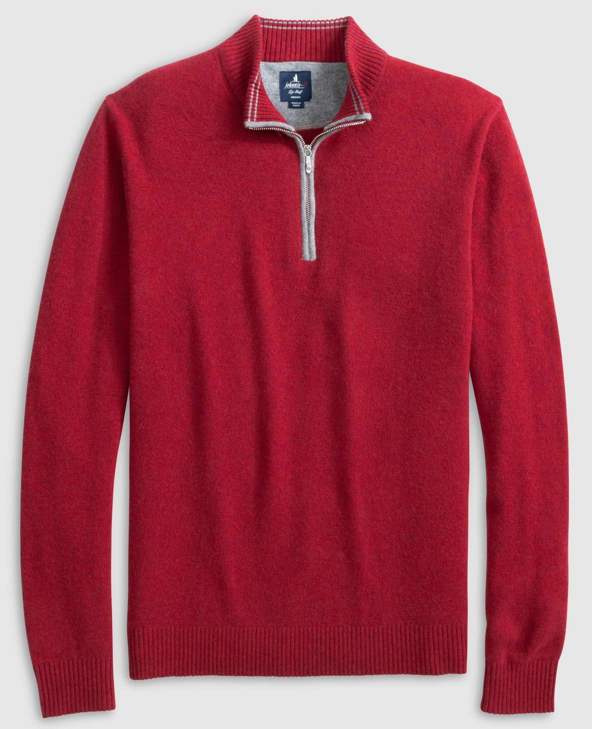 Mayfair Cashmere Quarter Zip Sweater in Persian Red by Johnnie-O