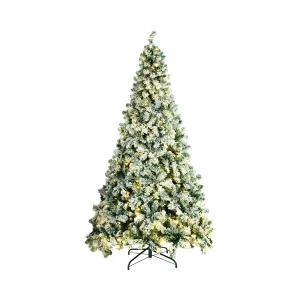 Mazam LED Christmas Tree 1.8M/2.1M/2.4M Xmas Trees White Snow Flocked Decoration