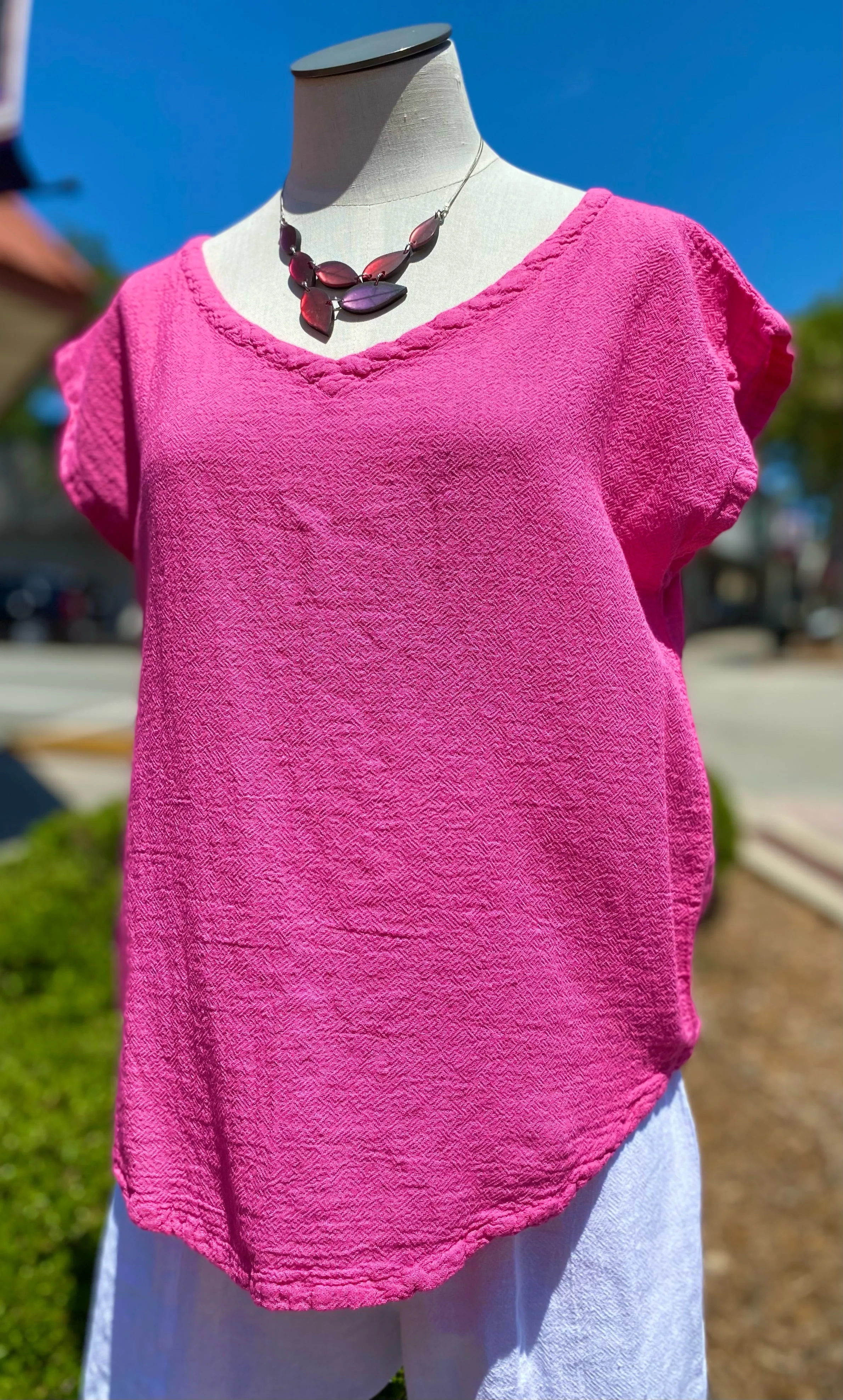 Meagan Short Sleeve Top 100% Cotton Gauze