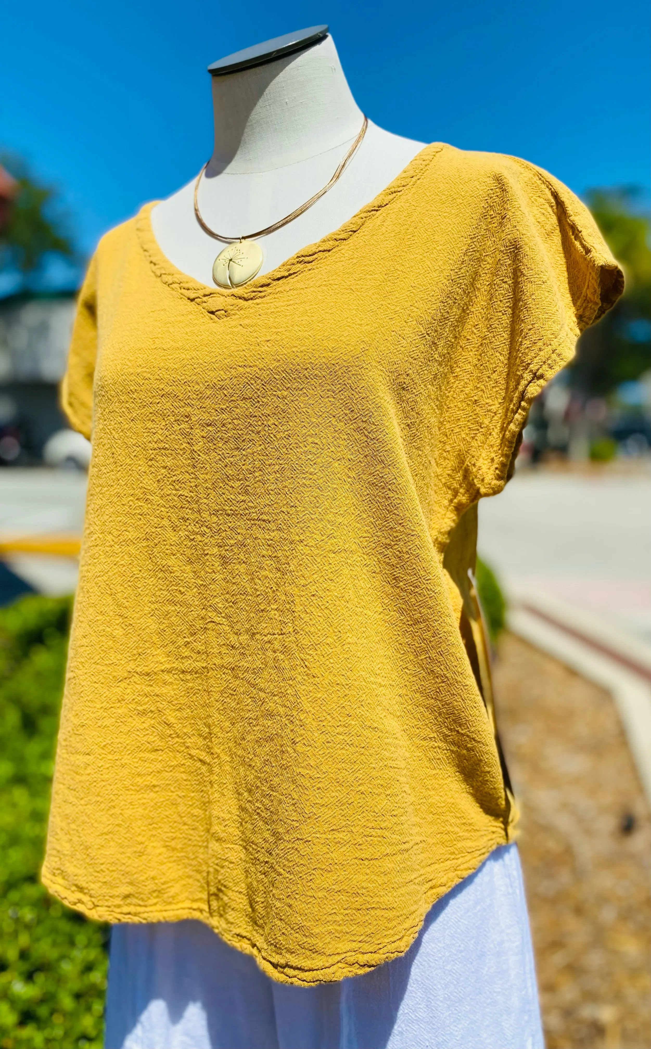 Meagan Short Sleeve Top 100% Cotton Gauze