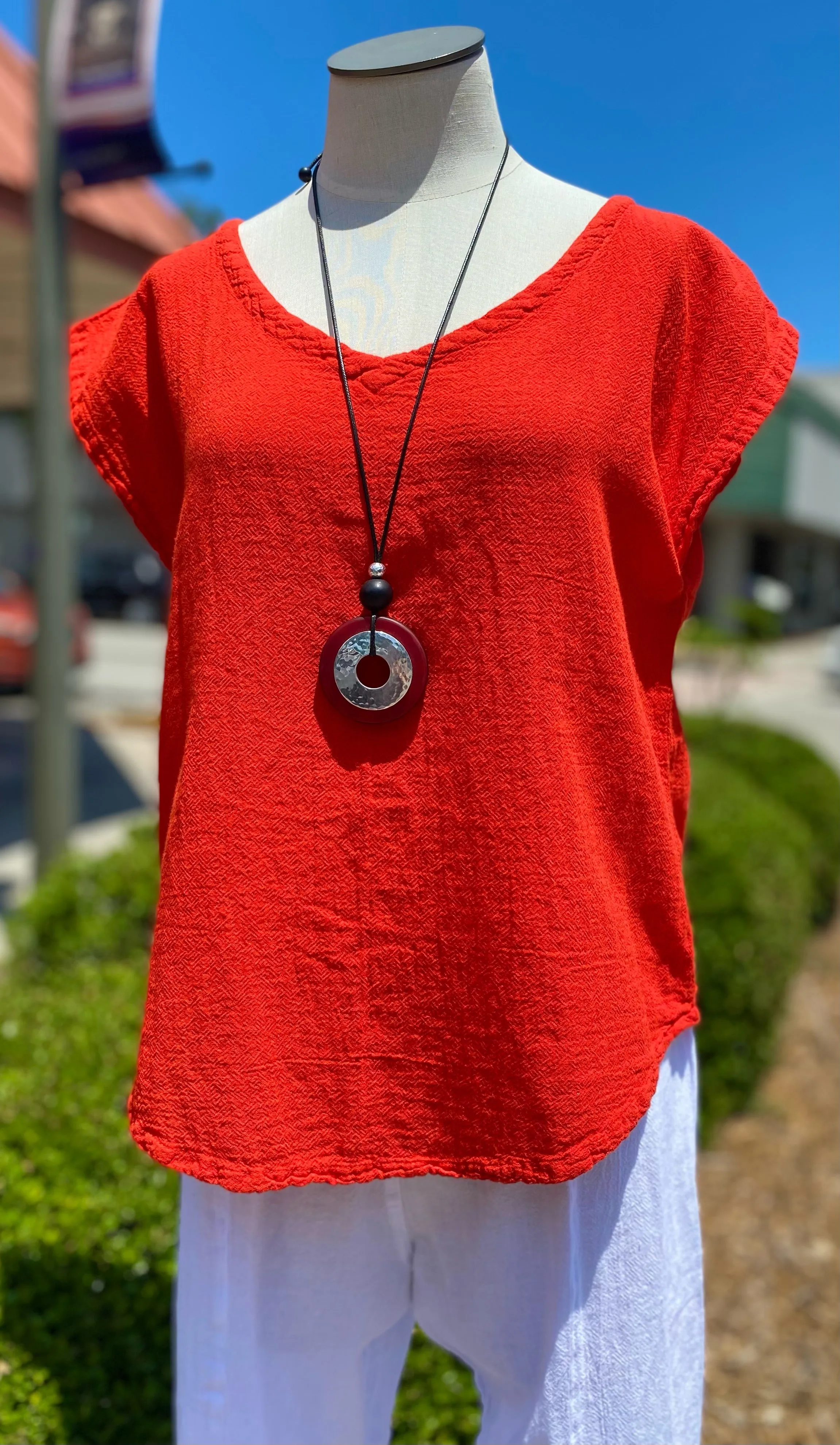 Meagan Short Sleeve Top 100% Cotton Gauze