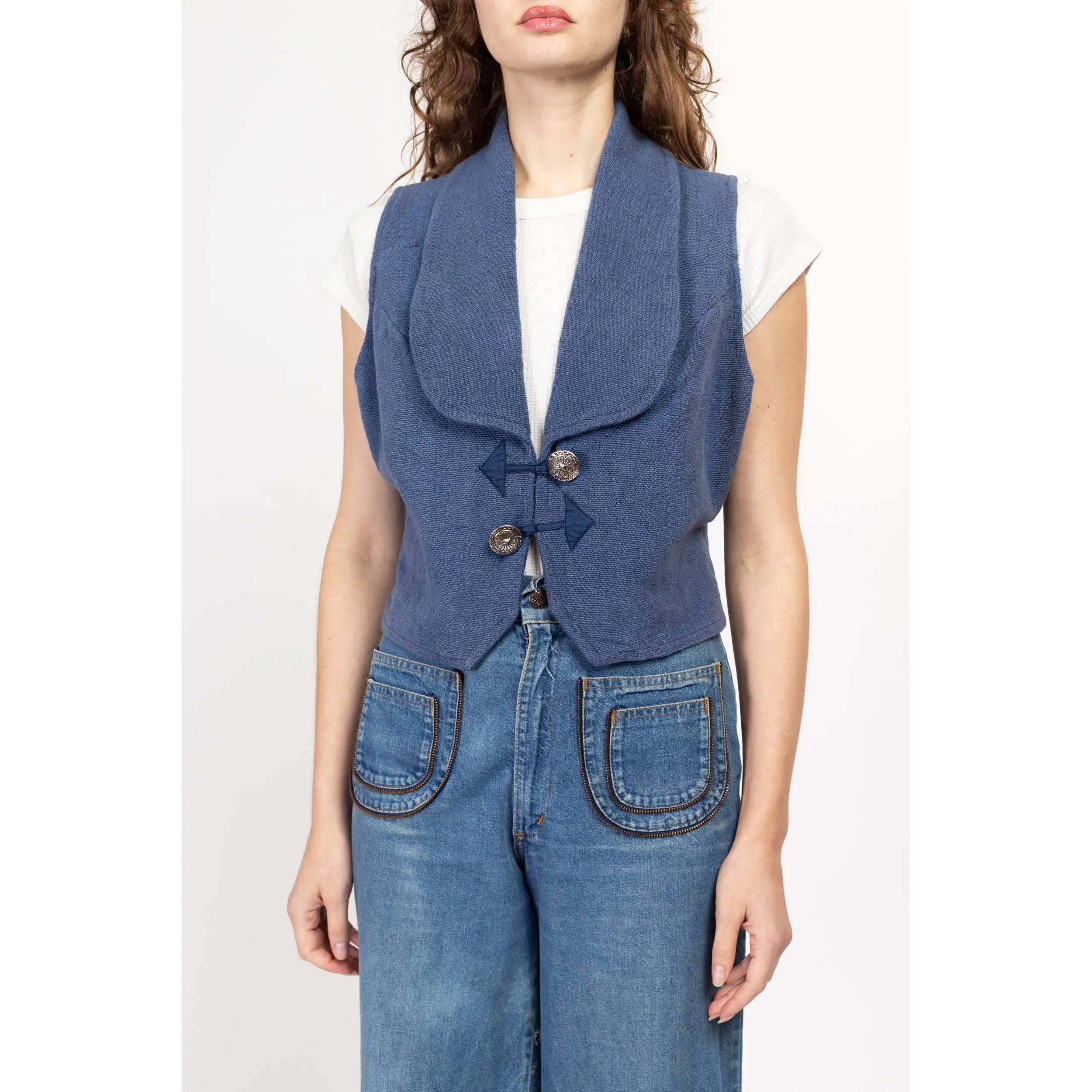 Med-Lrg 90s Southwestern Slate Blue Woven Vest