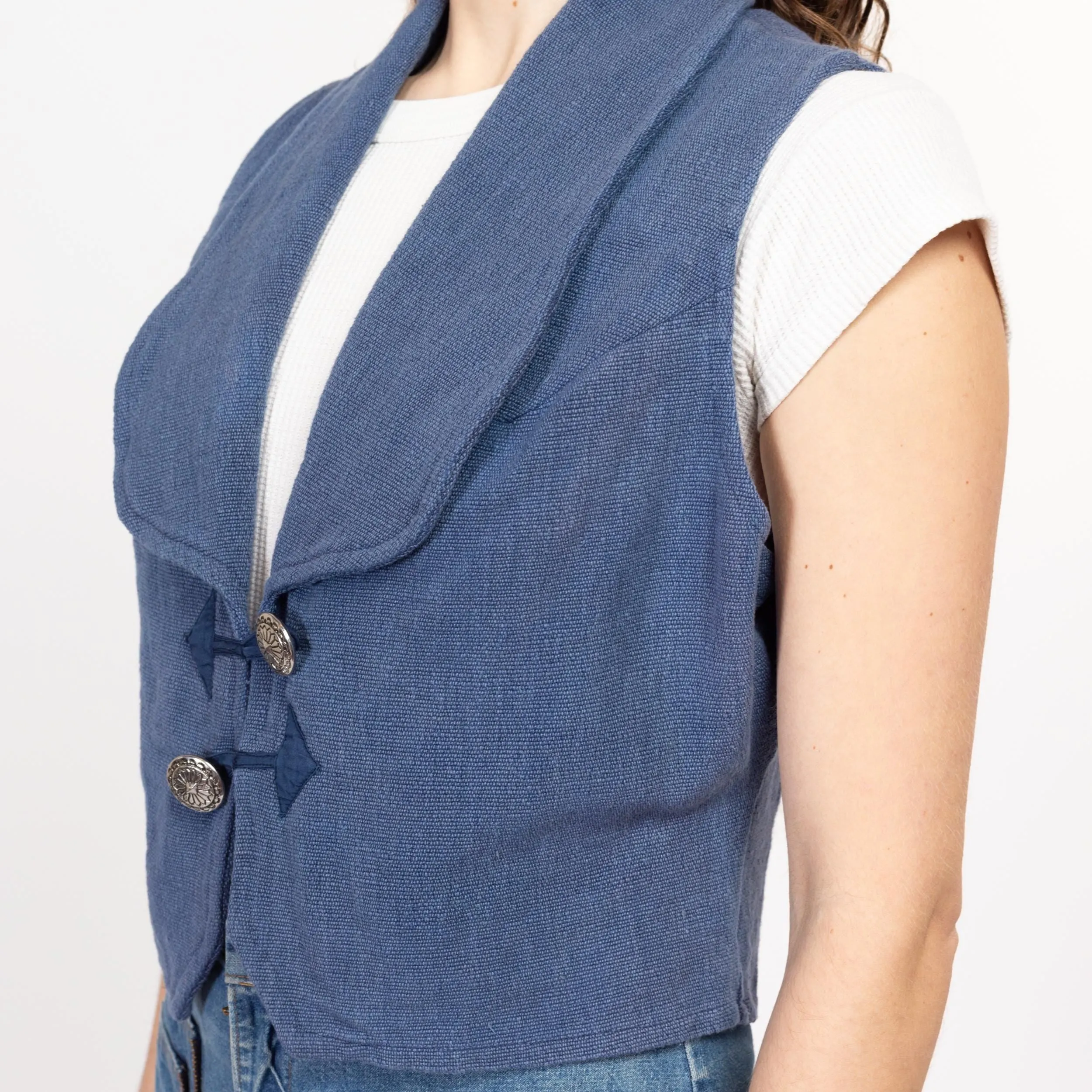 Med-Lrg 90s Southwestern Slate Blue Woven Vest