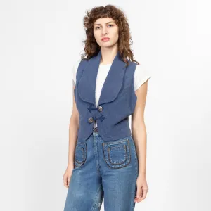 Med-Lrg 90s Southwestern Slate Blue Woven Vest