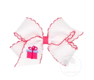 Medium Moonstitch Bow with Hot Pink Present