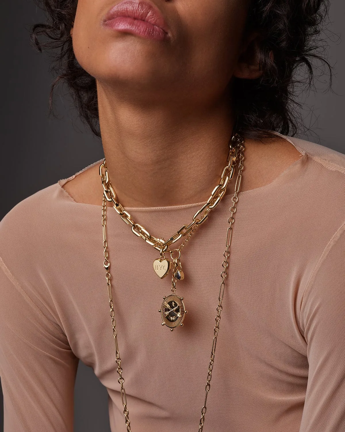 Medium Strong Hearts Necklace with Medium Heart Ingot Medallion