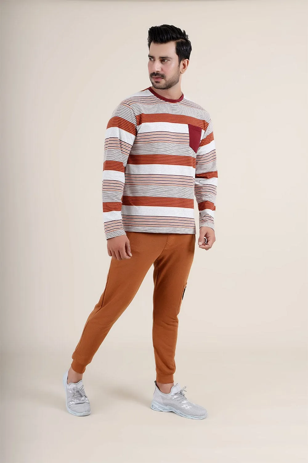 Men Brown Fashion Graphic Trouser