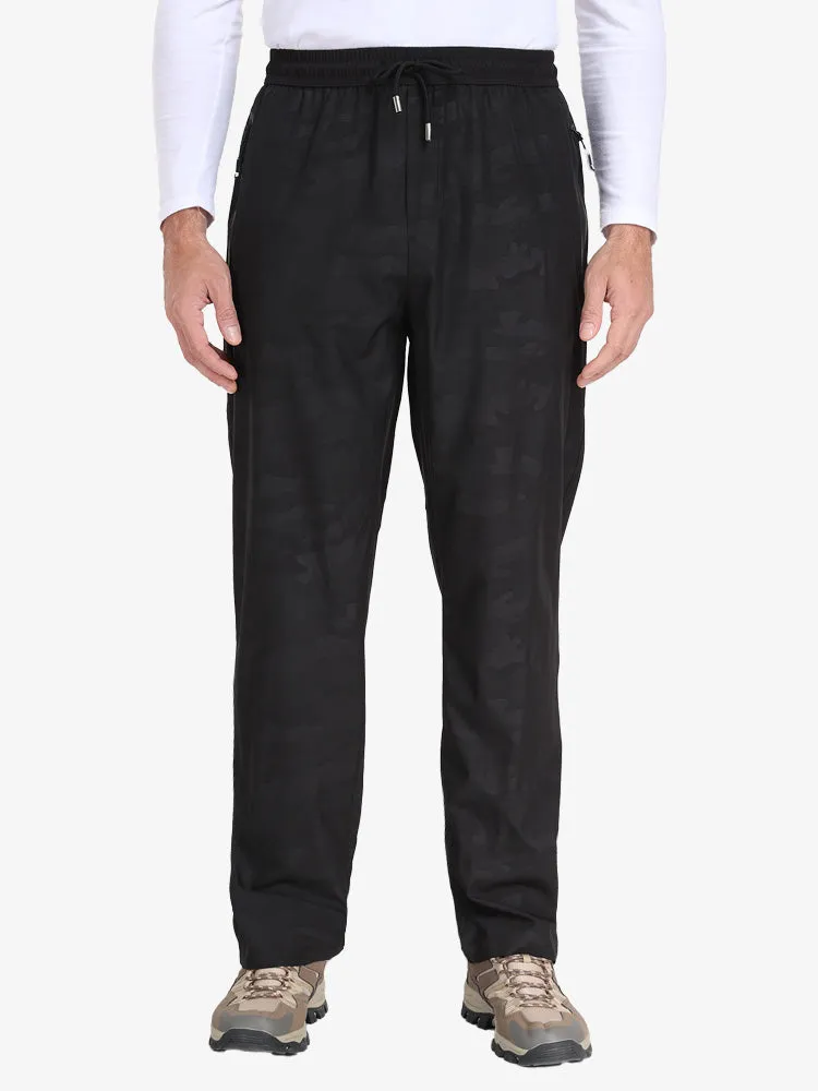 Men Drawstring Waist Zipper Pocket Outdoor Pants