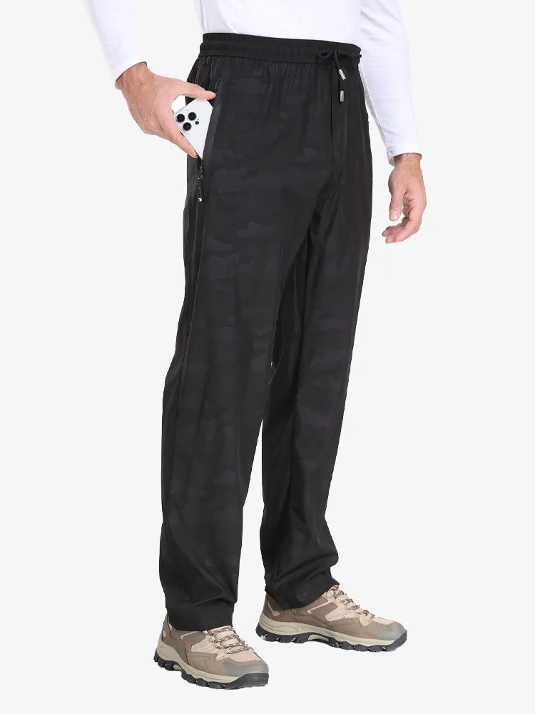 Men Drawstring Waist Zipper Pocket Outdoor Pants
