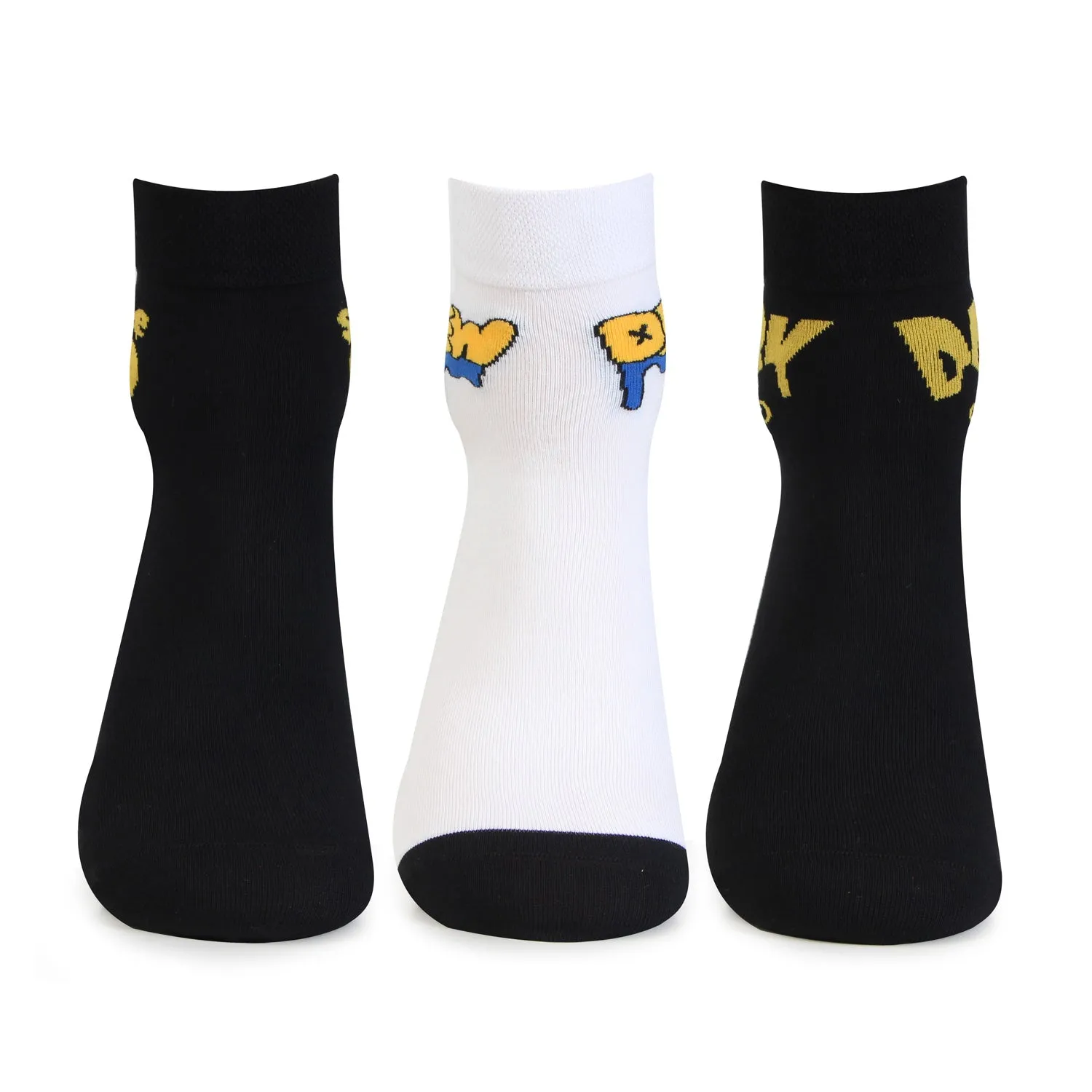 Men Multicolored Designer Ankle Bold Socks - Pack of 3
