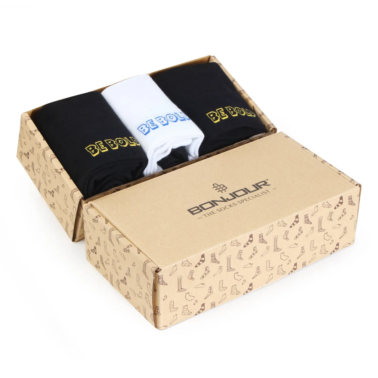 Men Multicolored Designer Ankle Bold Socks - Pack of 3