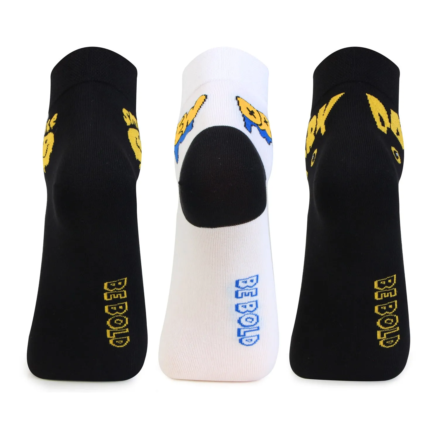 Men Multicolored Designer Ankle Bold Socks - Pack of 3