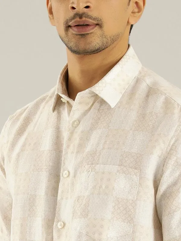 Men Printed Half Sleeve Linen Shirt