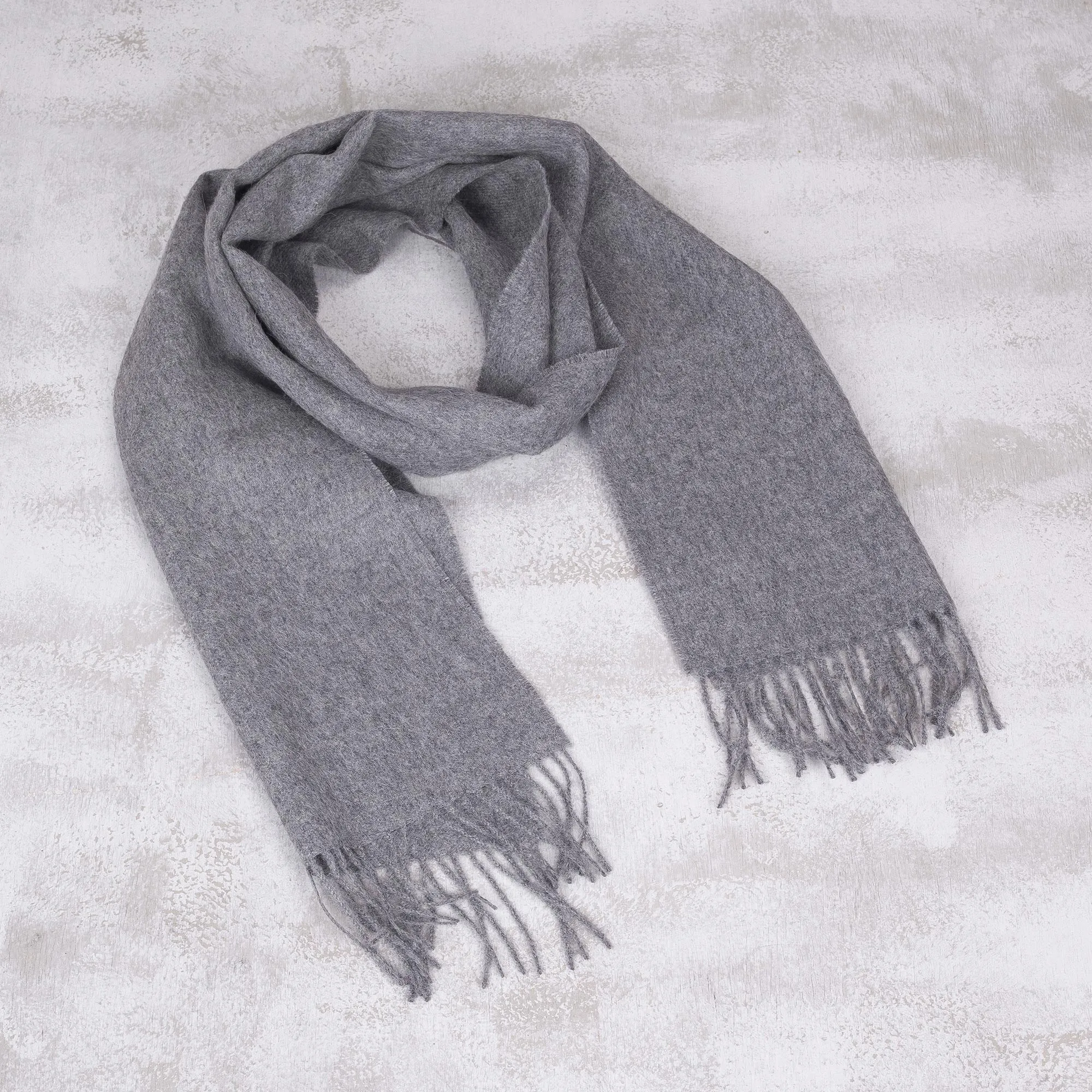Men's 100% alpaca scarf - Stormy Gray | NOVICA