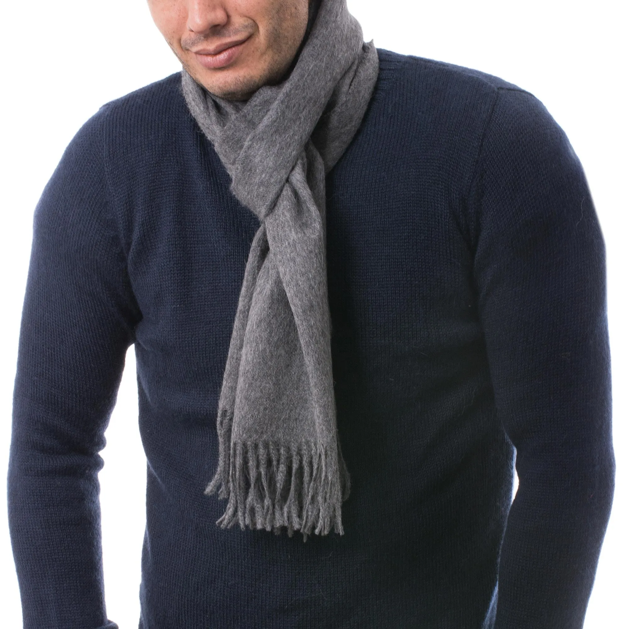 Men's 100% alpaca scarf - Stormy Gray | NOVICA