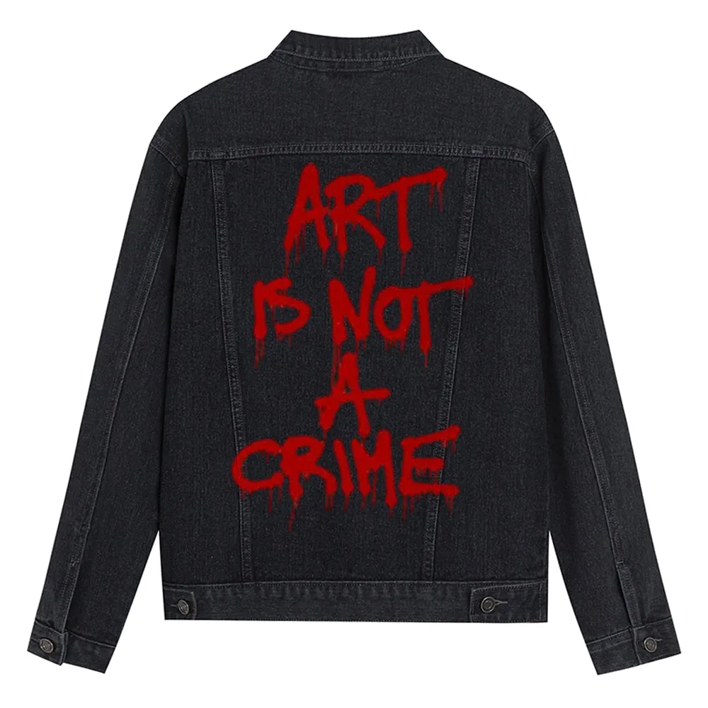 Mens ART IS NOT A CRIME Graphic Button Up Denim Jacket