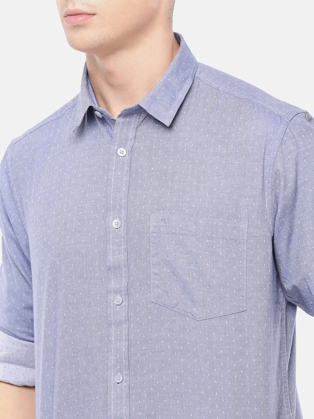 MEN'S BLUE DOBBY SLIM FIT SHIRT