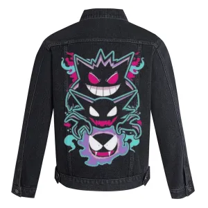 Mens Cartoon Graphic Button Up Denim Jacket