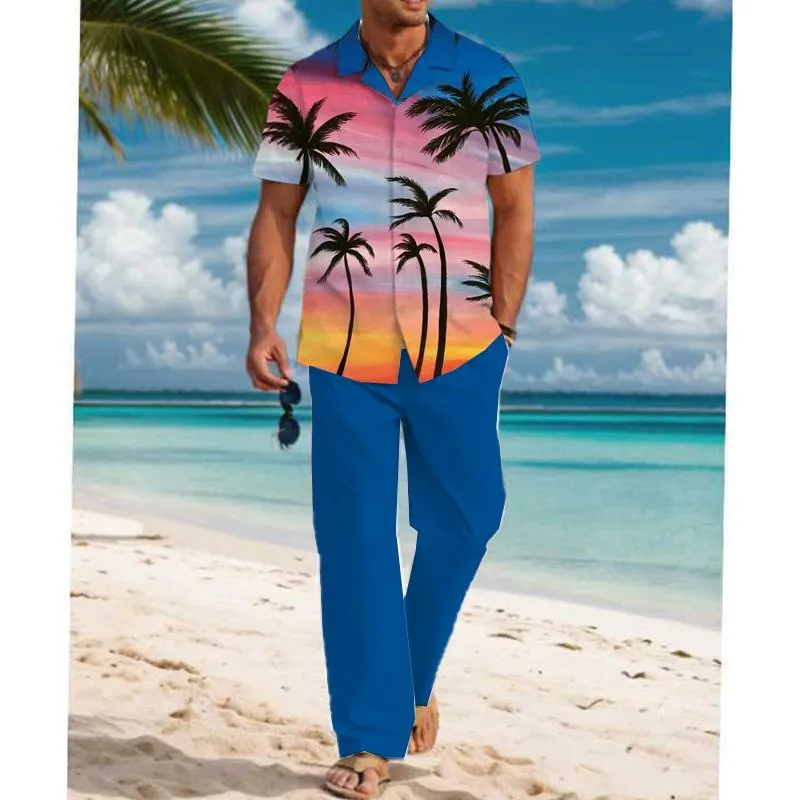 Men's Casual Printed Resort Suit 68060895YM