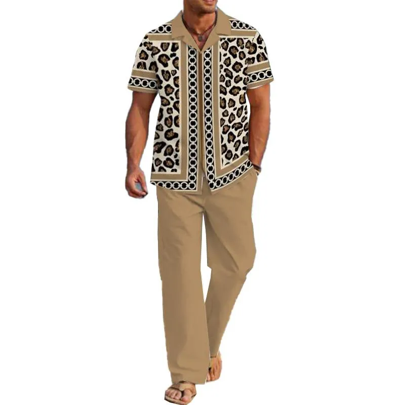 Men's Casual Printed Short Sleeve Shirt Set 25030257YM