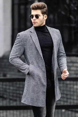 Men's Coat Plaid Cachet Coat European Made by Madmext | 5066