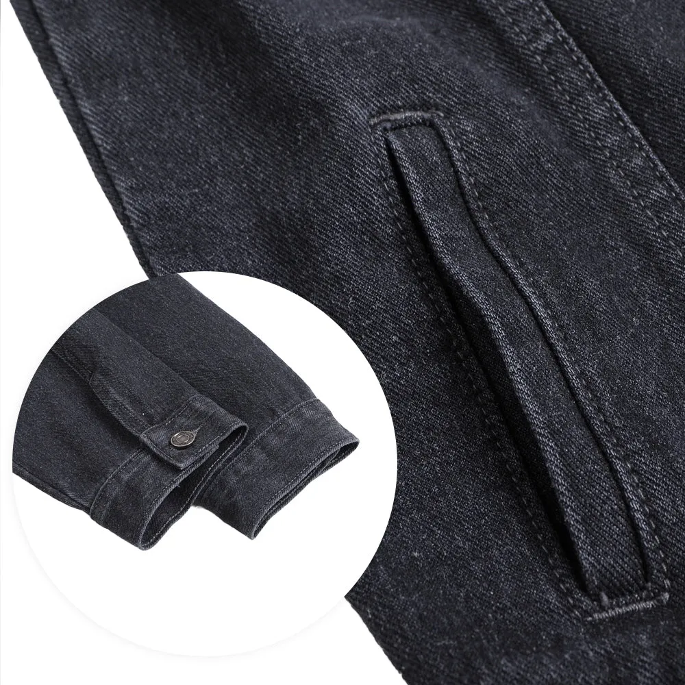 Mens Cute Cartoon Graphic Button Up Denim Jacket