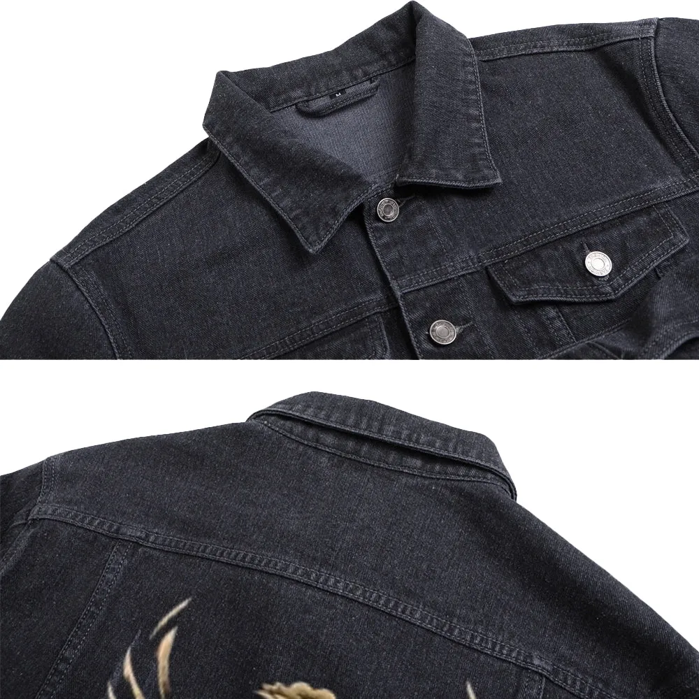 Mens Facalon Graphic Button Up Denim Jacket