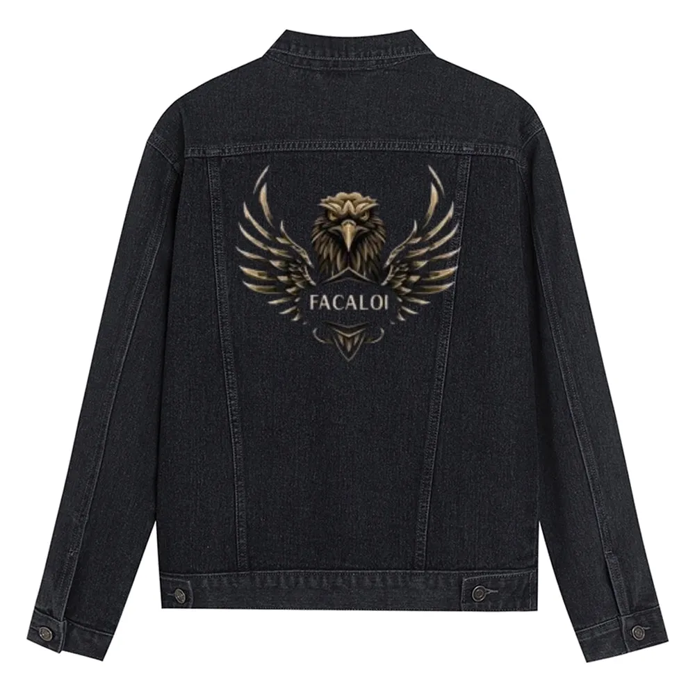 Mens Facalon Graphic Button Up Denim Jacket
