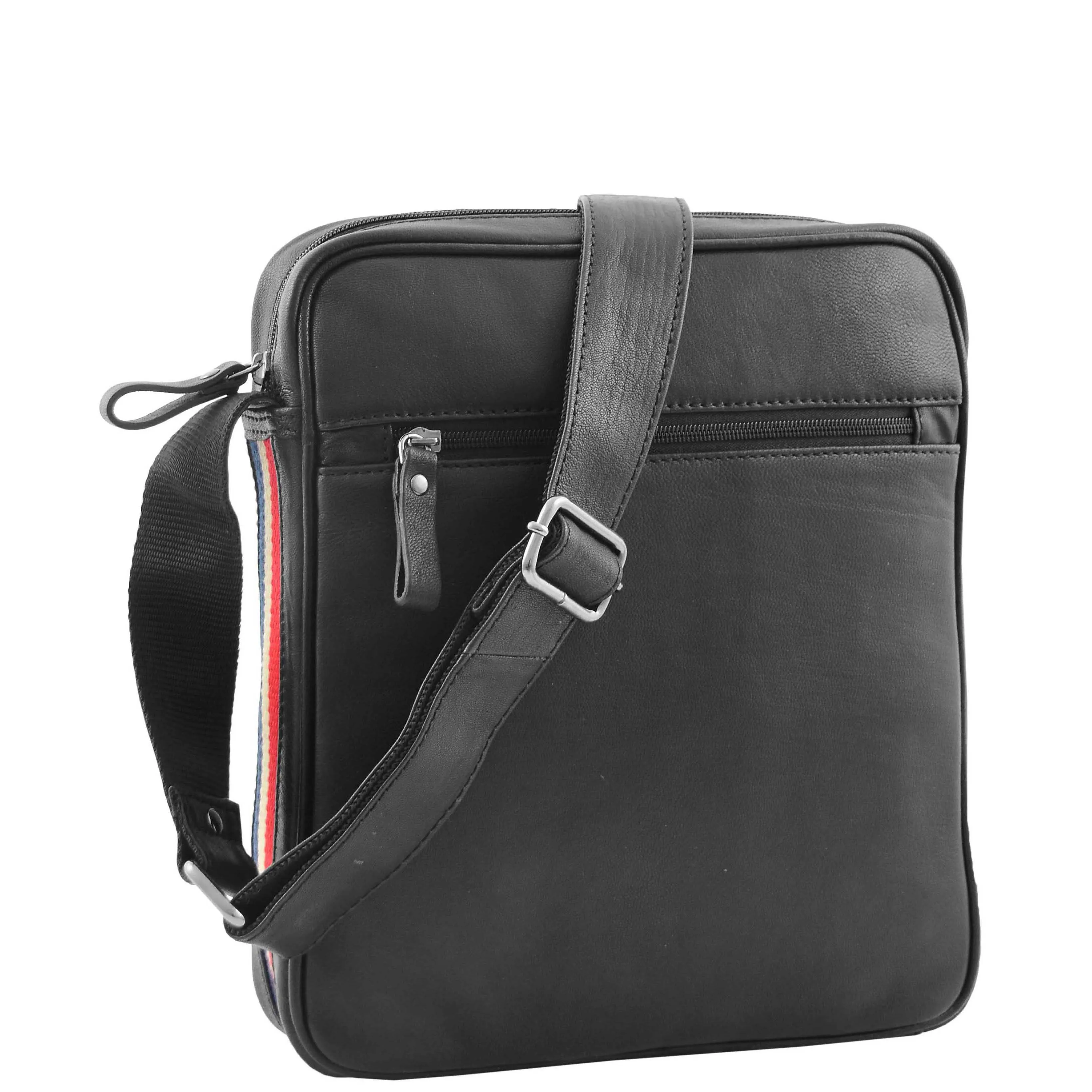 Mens Genuine Leather Messenger Flight Shoulder Bag Organiser Eric Black