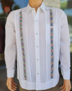 Men's Guayabera Puerto White Long Sleeve
