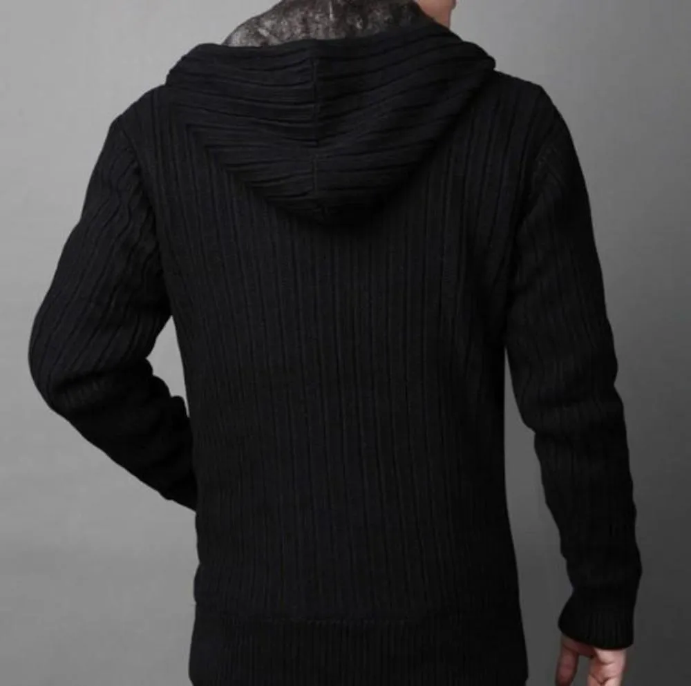 Mens Hooded Cardigan with Inner Layered