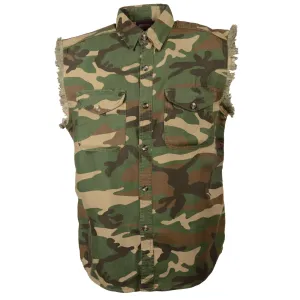 Men's Jungle Camo Lightweight Sleeveless Denim Shirt