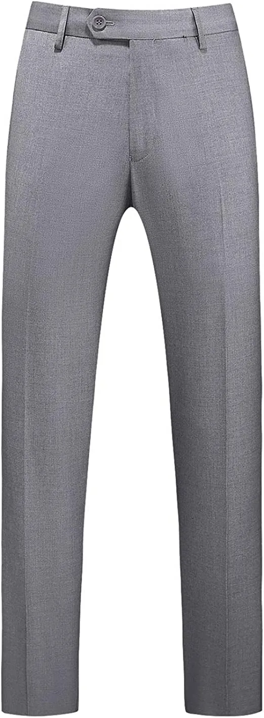 Mens Light Grey Slim Fit Skinny Trousers Suit Pants