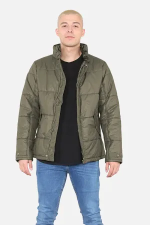 Mens Puffer Jacket in Olive For Men