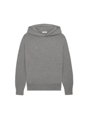 Mens Regenerative Merino Wool Hoodie—grey marl