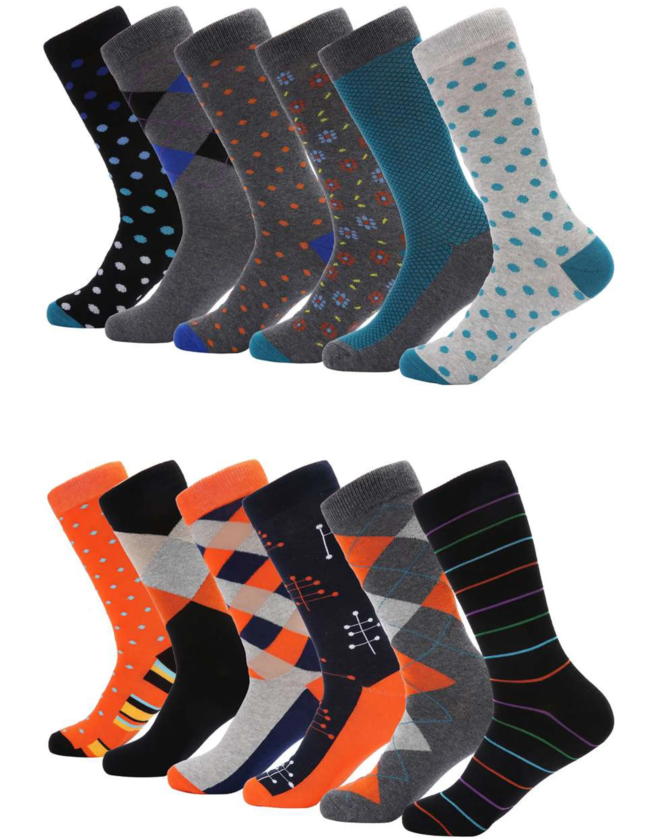 Men's Retro Collection Dress Socks 12 Pack