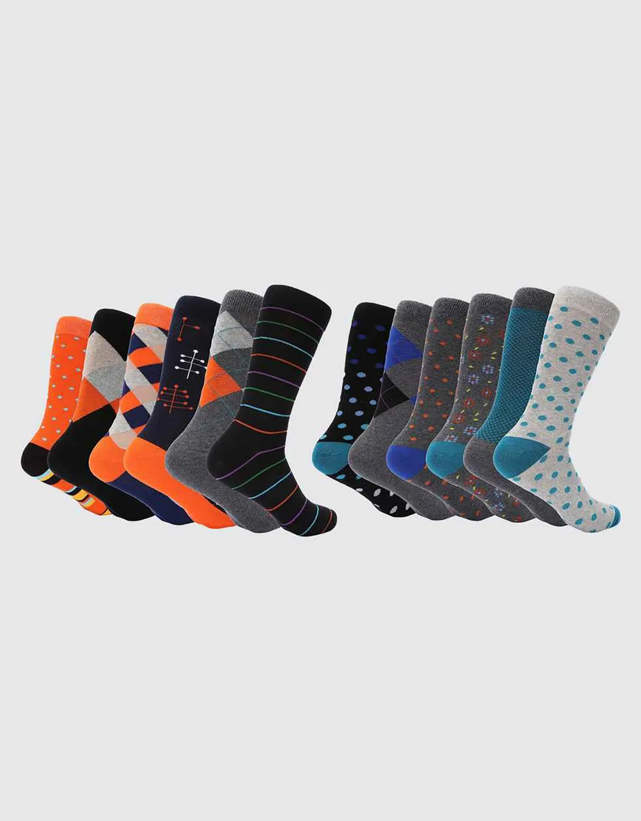 Men's Retro Collection Dress Socks 12 Pack