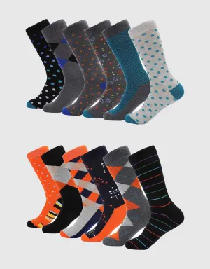 Men's Retro Collection Dress Socks 12 Pack