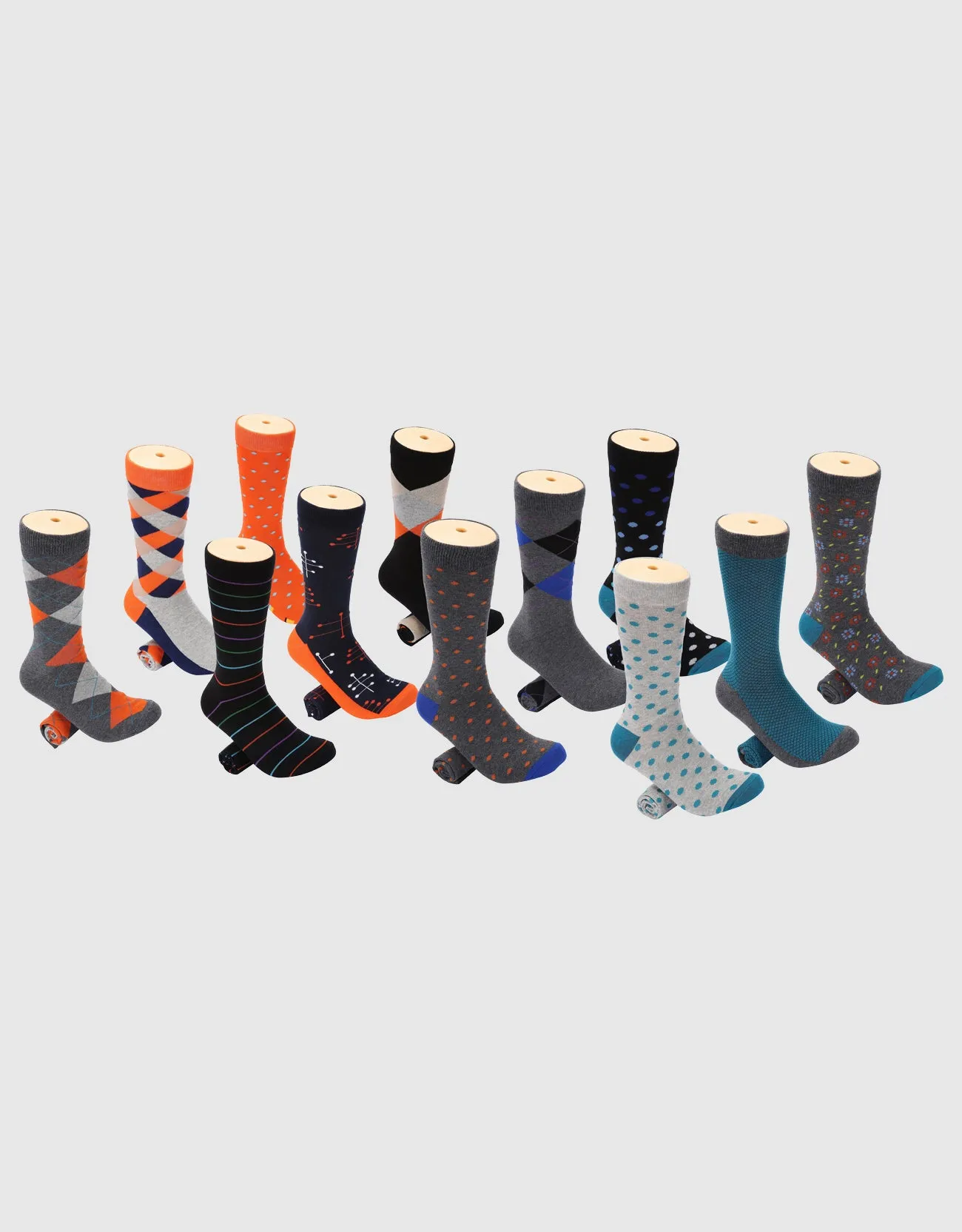 Men's Retro Collection Dress Socks 12 Pack