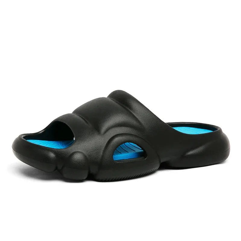 Men's Slip on Platform Slippes Summer Open Toe Light Breatable Non-slip Bathroom Slides Shoes for Men Outdoor Male Casual Shoes