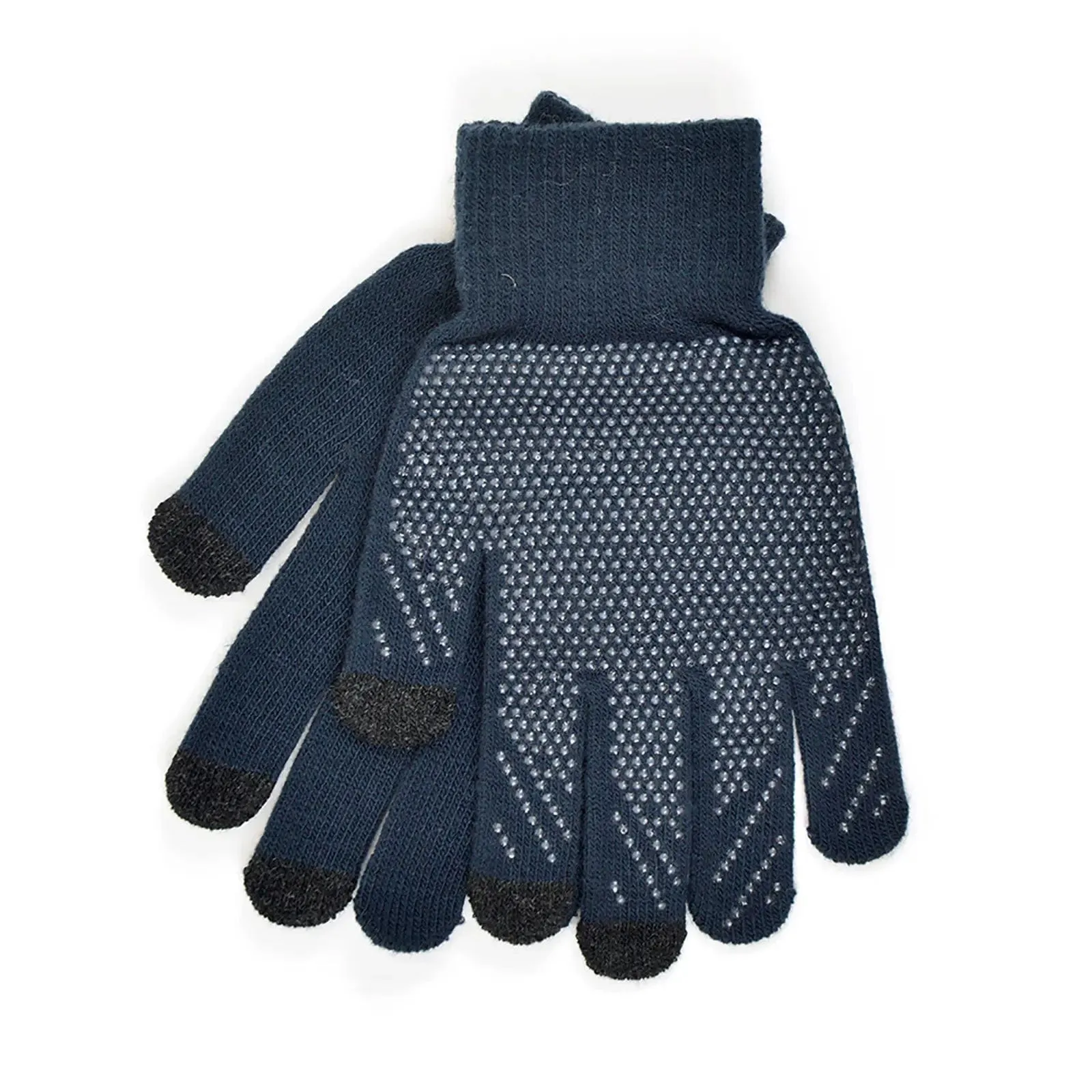 Mens Touch Screen Gloves With Palm Grippers Dark Marl One Size