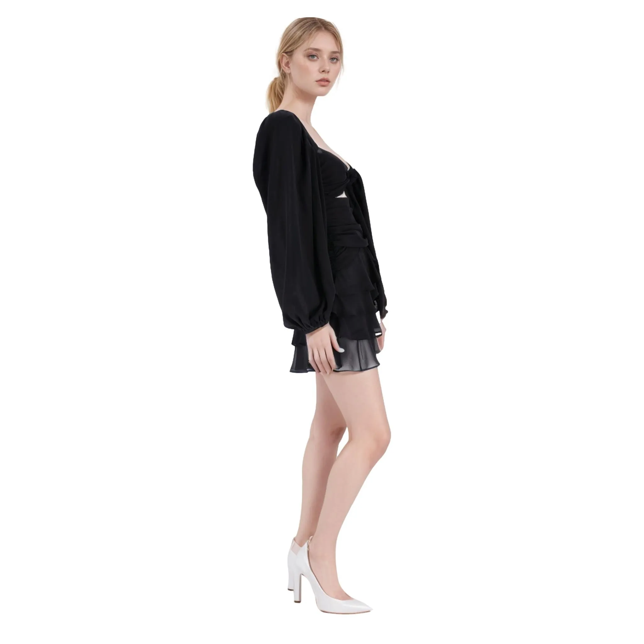 Mergim Lace Cut-Out Detail Tiered Dress. Size 2US